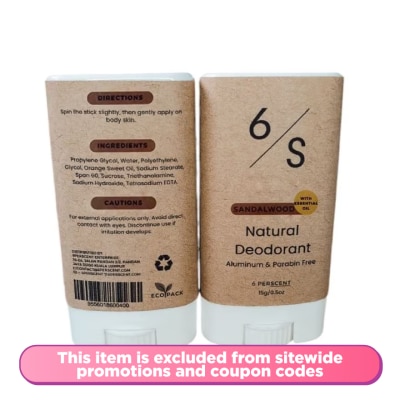 6 PERSCENT Sea Salt Natural Deodorant 15g