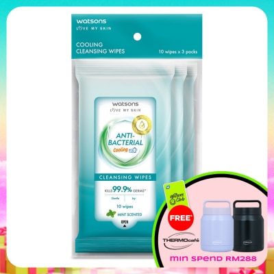 WATSONS - Antibacterial Cooling Cleansing Wipes 10S X 3