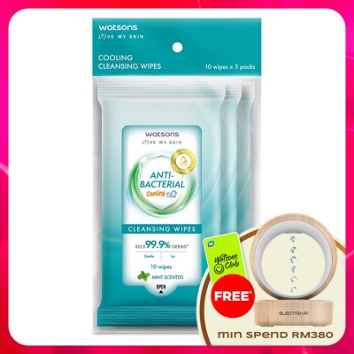 WATSONS - Antibacterial Cooling Cleansing Wipes 10S X 3