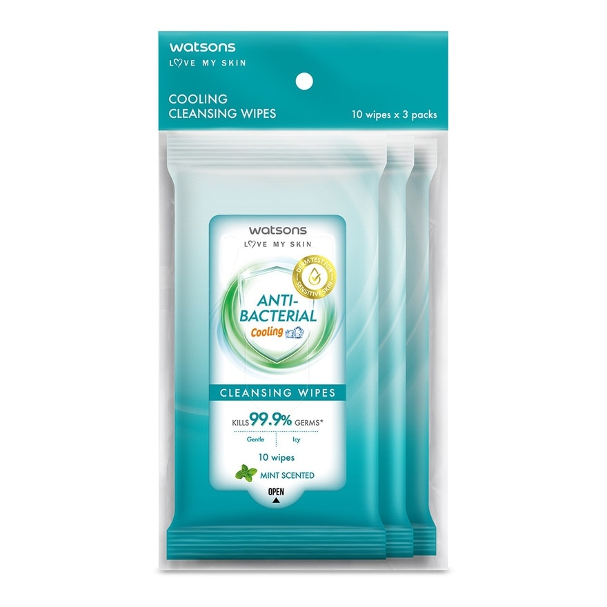 Antibacterial Cooling Cleansing Wipes 10S X 3