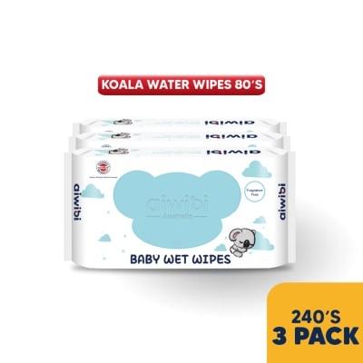 AIWIBI Baby Koala Wet Wipes 80's (3 Pack)