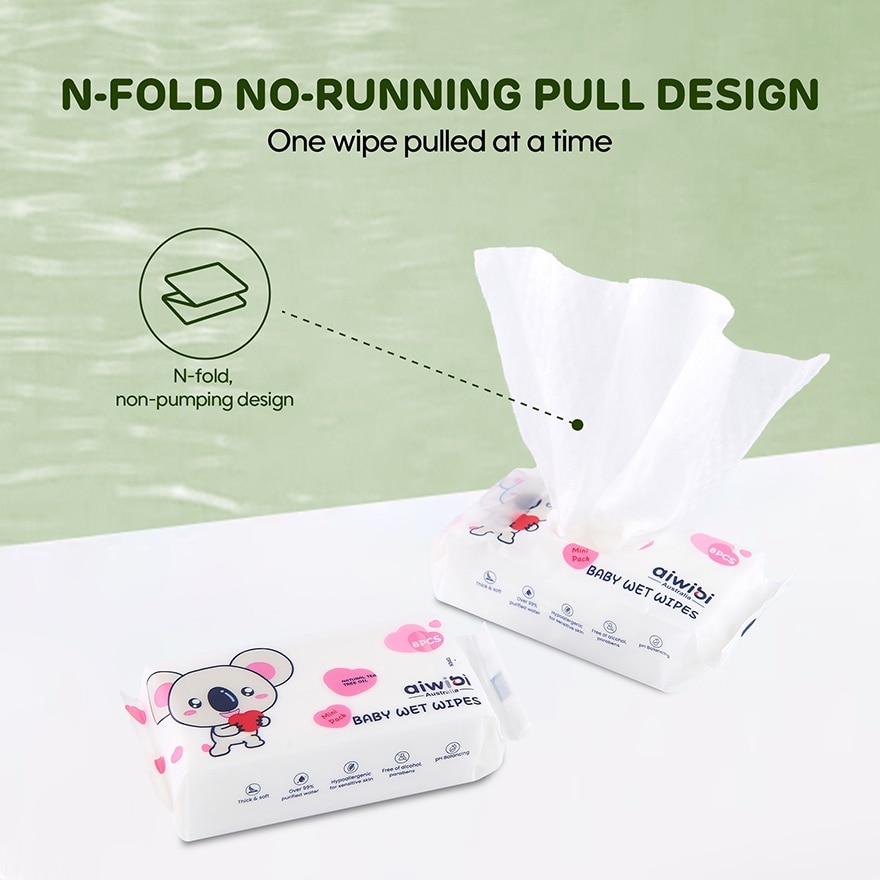 Baby Travel Mini Water Wipes (64's x 1Pack)