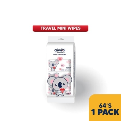 AIWIBI Baby Travel Mini Water Wipes 64's (1 Pack)