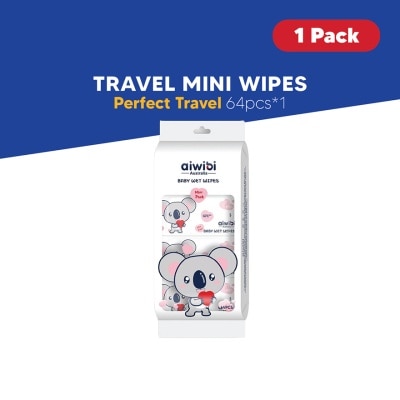 AIWIBI Baby Travel Mini Water Wipes (64's x 1Pack)