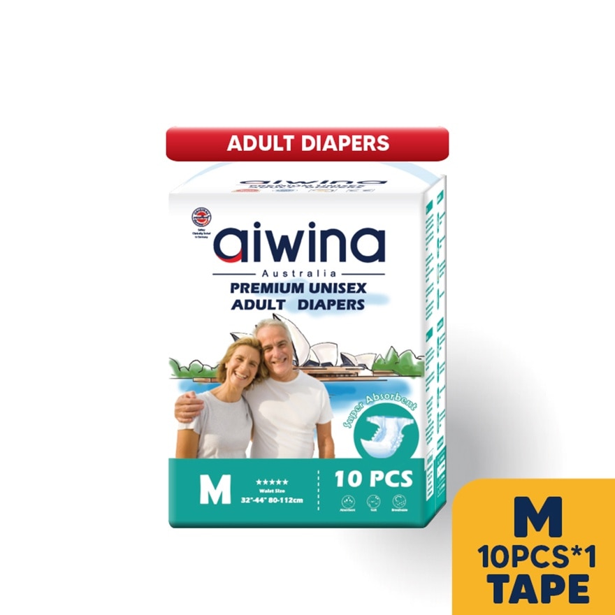 Adult Premium Diapers Tape M 10's (1 Pack)