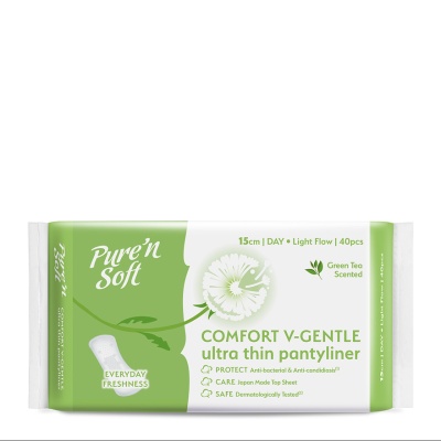 PURE'N SOFT - Ultra Thin Pantyliner Green Tea Scented 15cm 40's