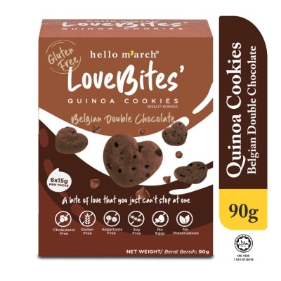 HELLO MARCH Love Bites' Quinoa Cookies Belgian Double Chocolate 6 packs