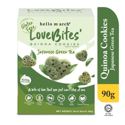 HELLO MARCH Love Bites' Quinoa Cookies Japanese Green Tea 6 packs