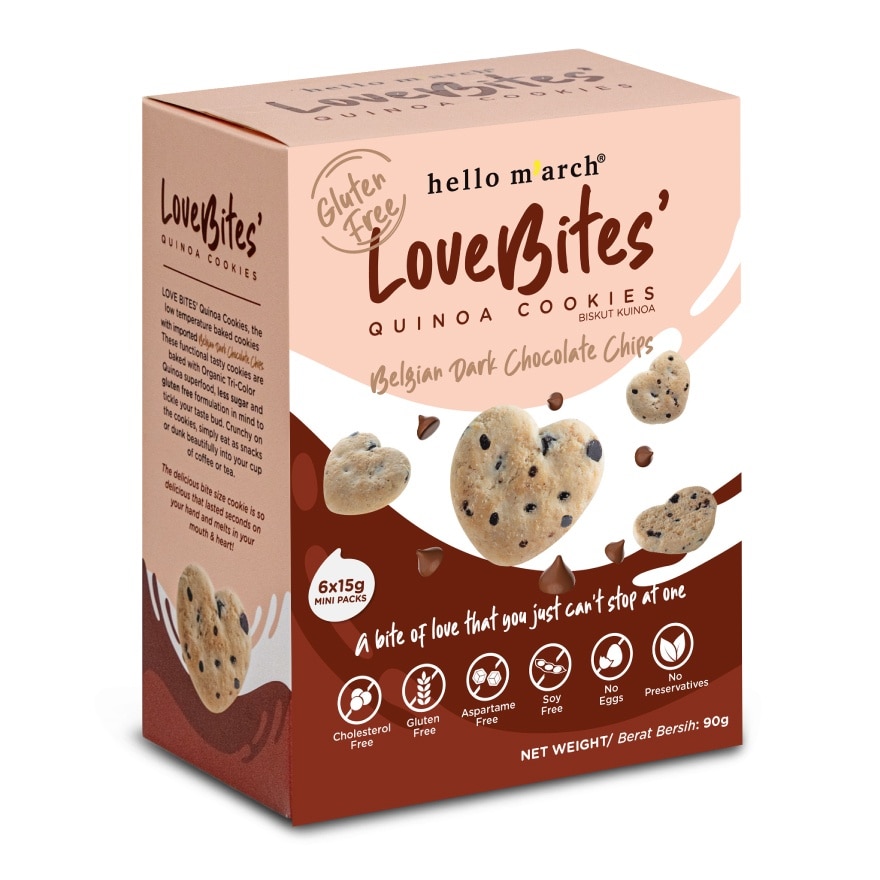 Love Bites' Quinoa Cookies Belgian Dark Chocolate Chips 6 packs