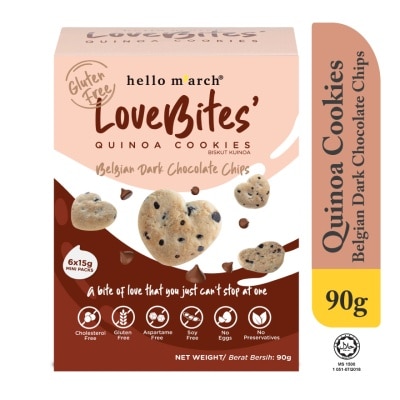 HELLO MARCH Love Bites' Quinoa Cookies Belgian Dark Chocolate Chips 6 packs