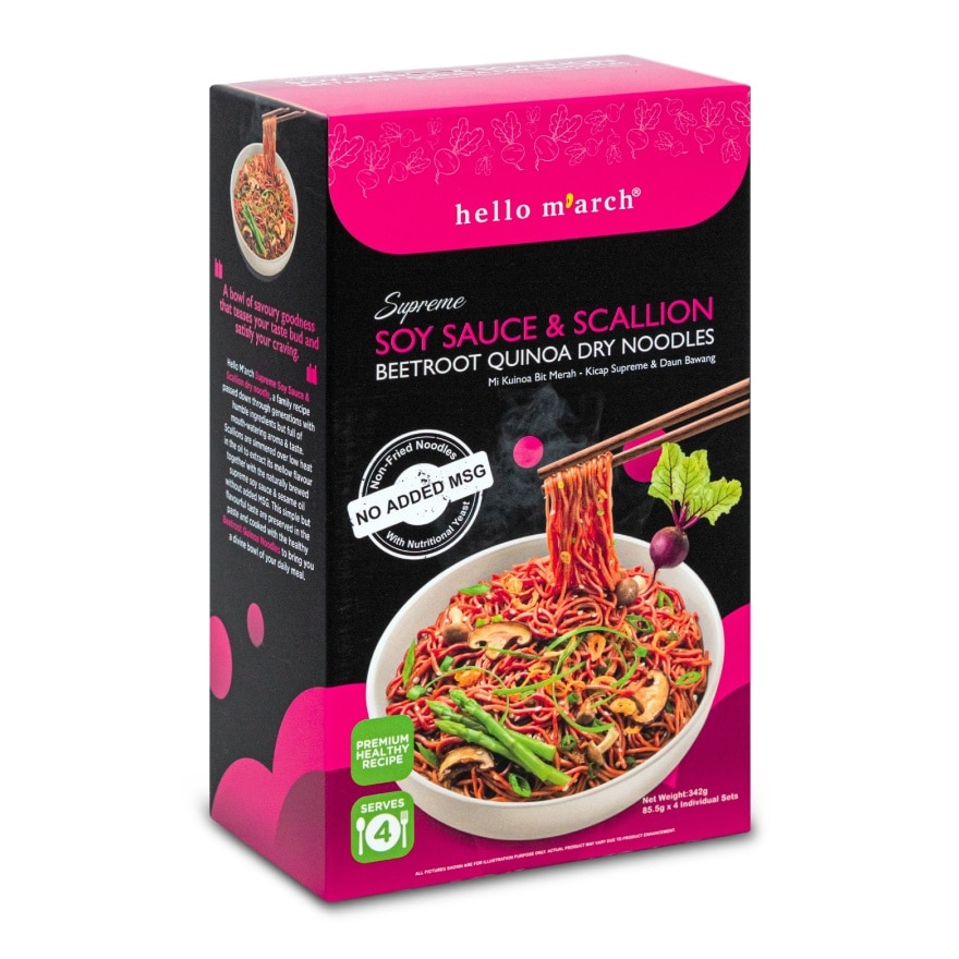 Supreme Soy Sauce & Scallion Beetroot Quinoa Dry Noodles 410g