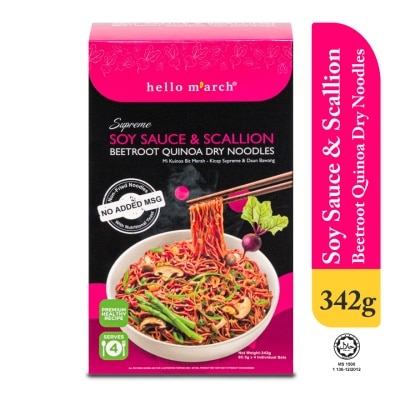 HELLO MARCH Supreme Soy Sauce & Scallion Beetroot Quinoa Dry Noodles 410g