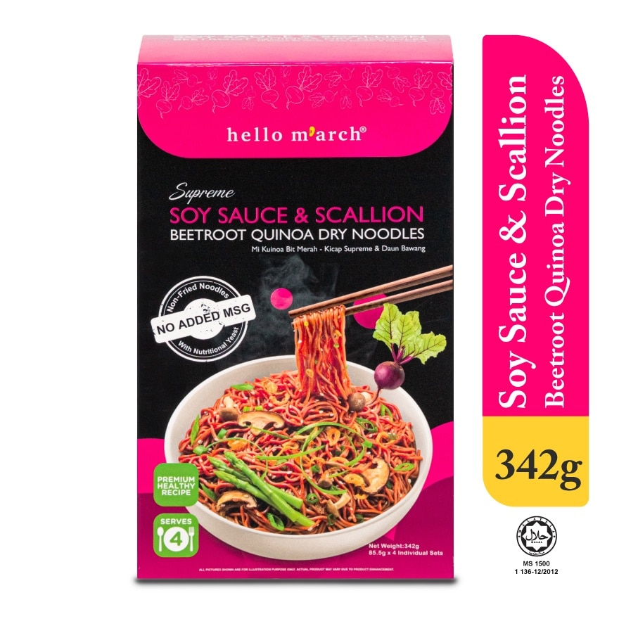 Supreme Soy Sauce & Scallion Beetroot Quinoa Dry Noodles 410g