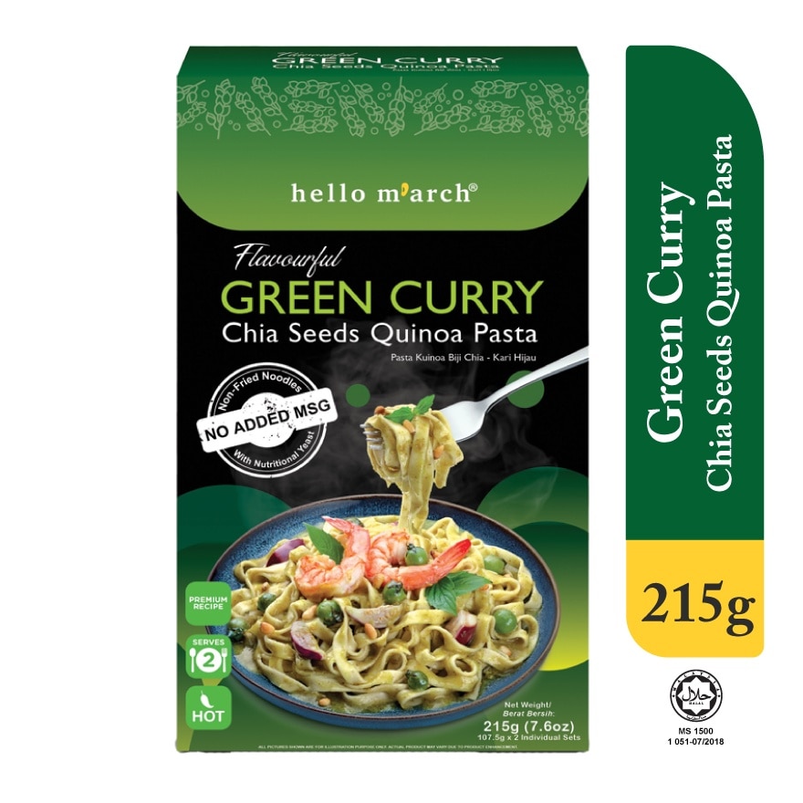 Flavourful Green Curry Chia Seeds Quinoa Pasta 215g