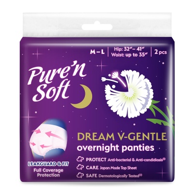 PURE'N SOFT - Overnight Panties M-L SIZE 2S
