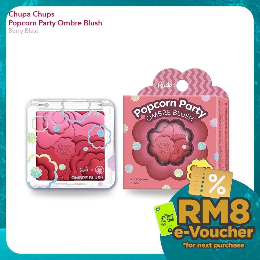 RUDE COSMETIC CHUPA CHUPS Popcorn Party Ombre Blush (Berry Blast)