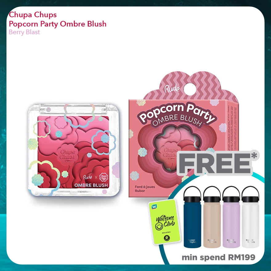 RUDE COSMETIC CHUPA CHUPS Popcorn Party Ombre Blush (Berry Blast)