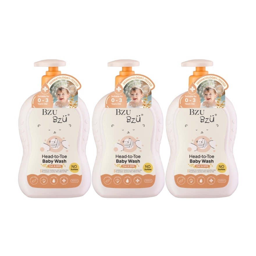 Baby Head-to-Toe Wash (Oat+ Milk) - 600ml x3