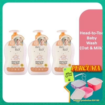 BZU BZU - Baby Head-to-Toe Wash (Oat+ Milk) - 600ml x3