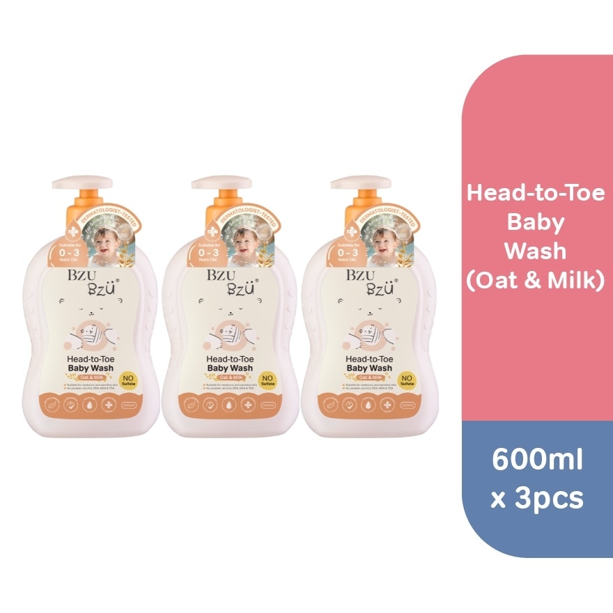 Baby Head-to-Toe Wash (Oat+ Milk) - 600ml x3