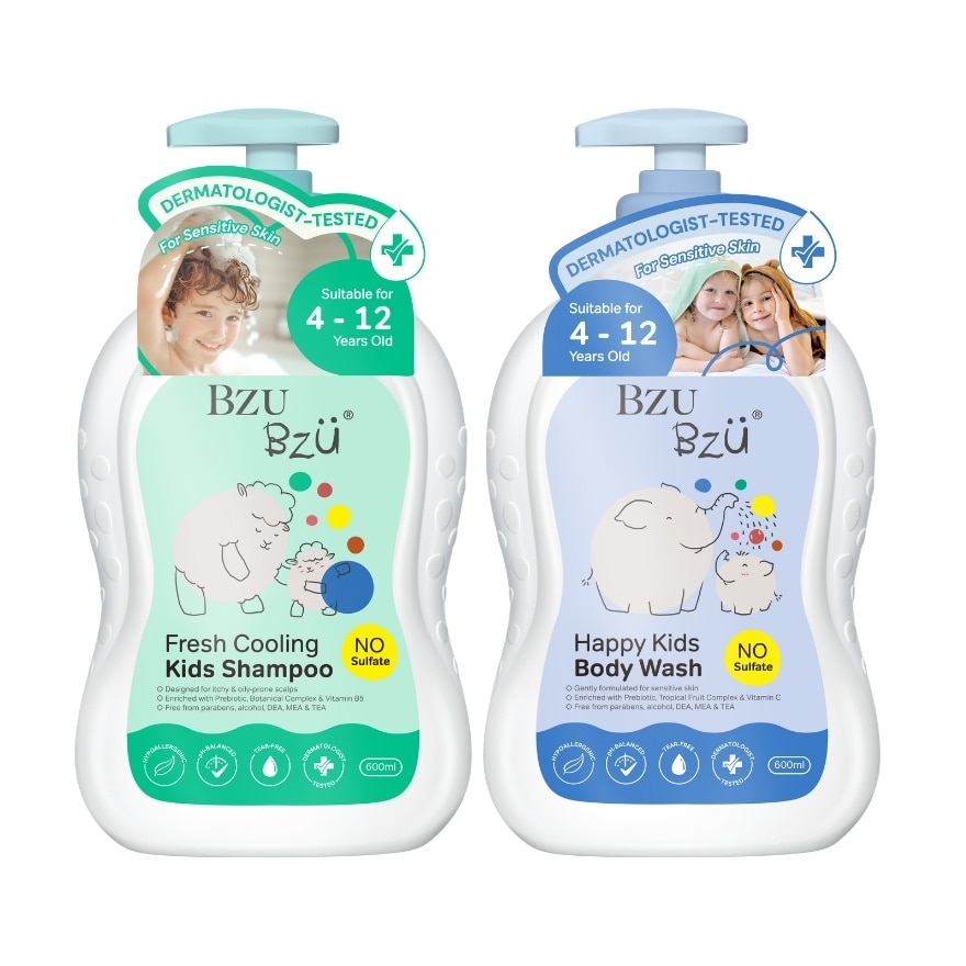 Fresh & Cooling Shampoo - 600 ml + Happy Kids Body Wash - 600 ml<BR>