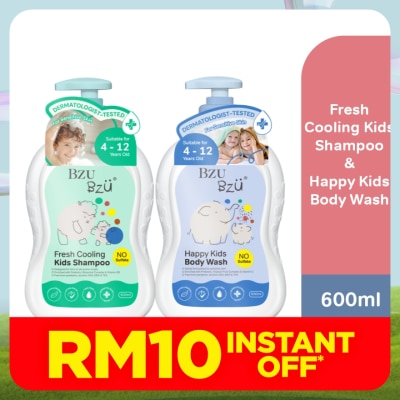 BZU BZU Fresh & Cooling Shampoo - 600 ml + Happy Kids Body Wash - 600 ml