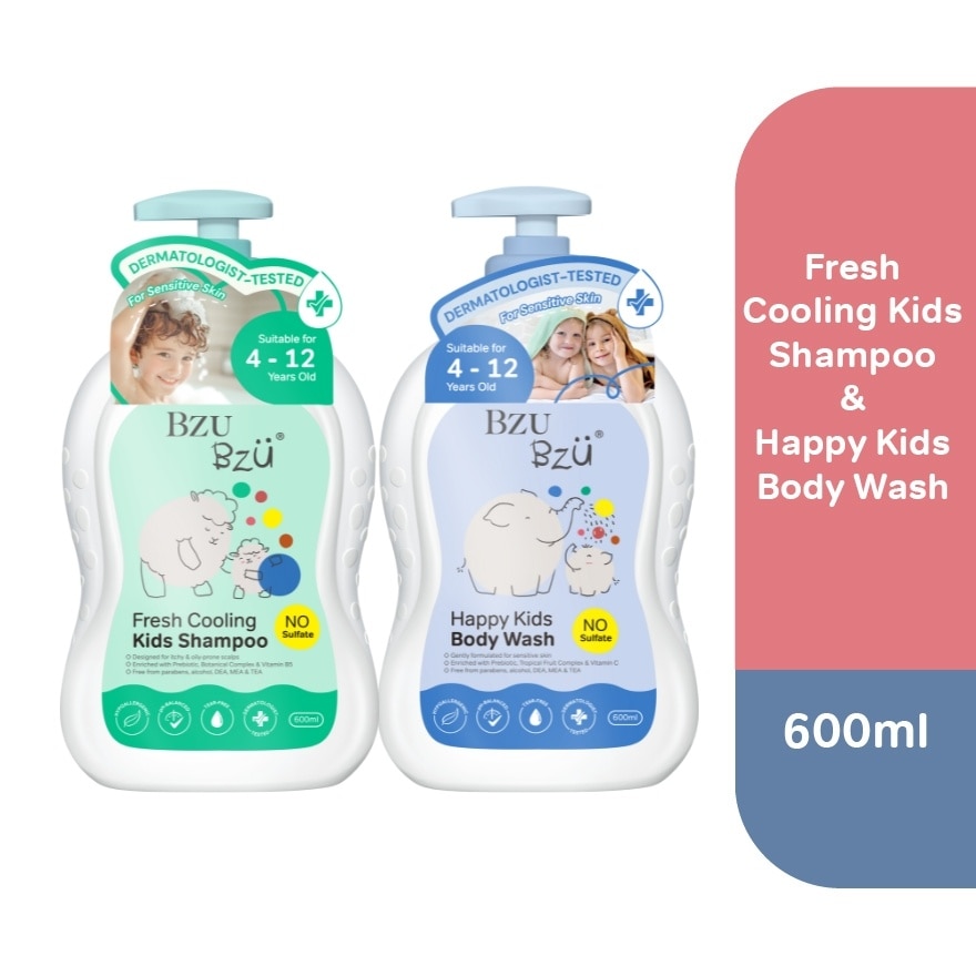 Fresh & Cooling Shampoo - 600 ml + Happy Kids Body Wash - 600 ml<BR>