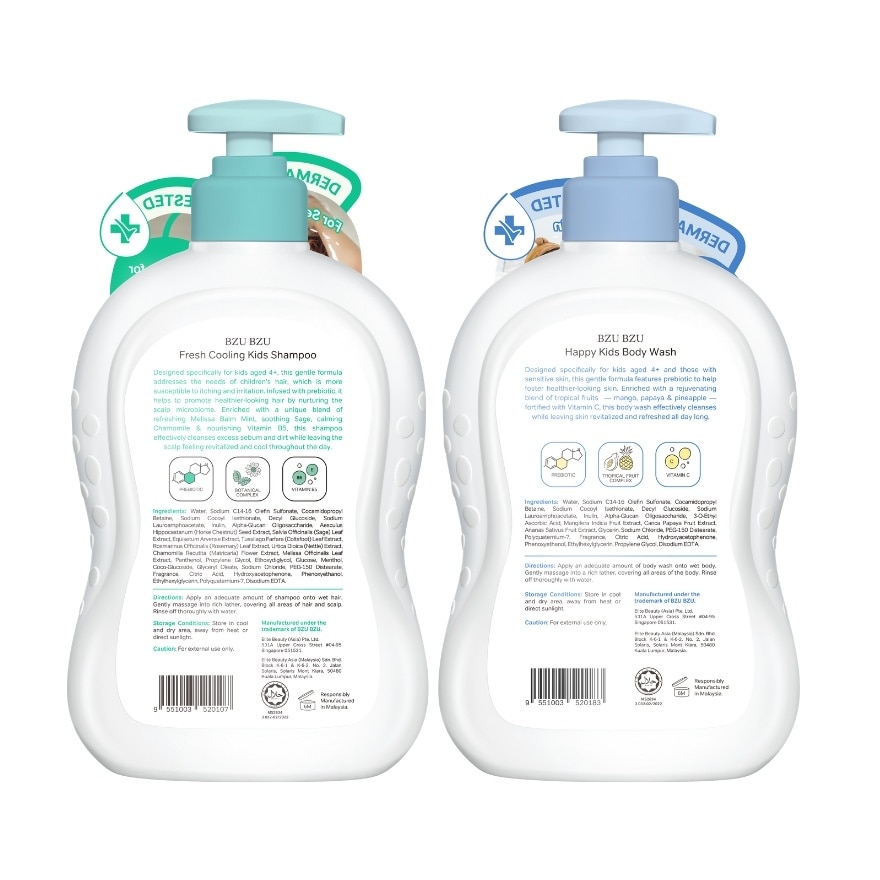 Fresh & Cooling Shampoo - 600 ml + Happy Kids Body Wash - 600 ml<BR>