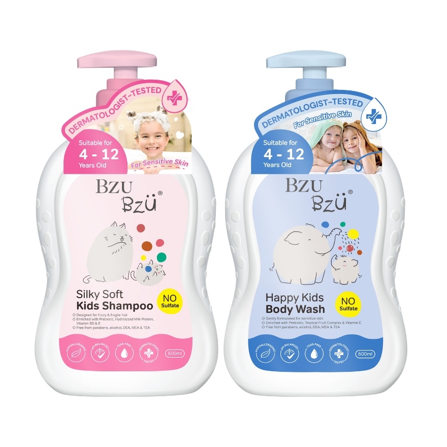 Happy Kids Body Wash - 600 ml + Silky & Soft Shampoo - 600 ml