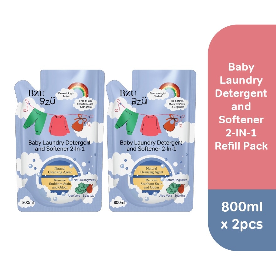 Baby Laundry Detergent and Softener 2-in-1 - 800ML Refill x2