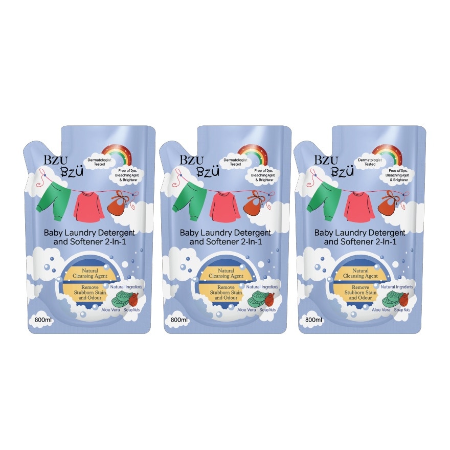 Baby Laundry Detergent and Softener 2-in-1 - 800ML Refill x3