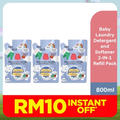 BZU BZU Baby Laundry Detergent and Softener 2-in-1 - 800ML Refill x3