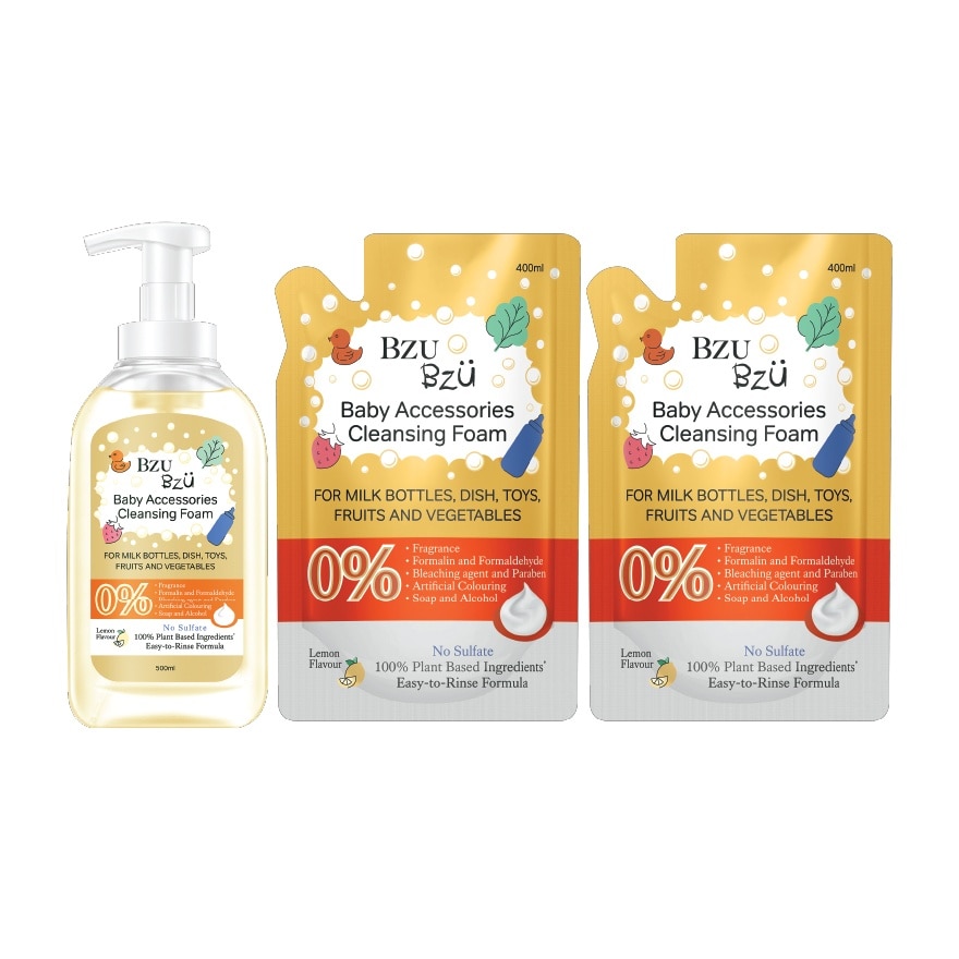 Baby Accessories Cleansing Foam (Lemon)-400ML Refill x2 + Baby Accessories Cleansing Foam(Lemon)-500