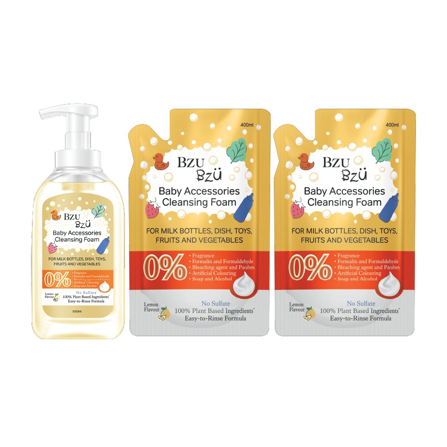 Baby Accessories Cleansing Foam (Lemon)-400ML Refill x2 + Baby Accessories Cleansing Foam(Lemon)-500