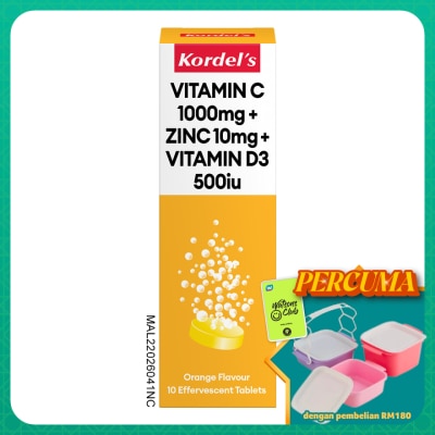 KORDEL'S - Effervescent Vitamin C 1000mg + Zinc 10mg +Vit D3 500IU 10s