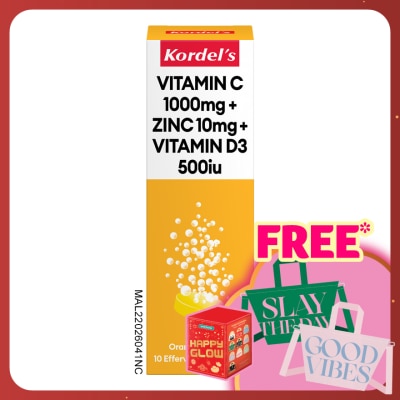 KORDEL'S Effervescent Vitamin C 1000mg + Zinc 10mg +Vit D3 500IU 10s