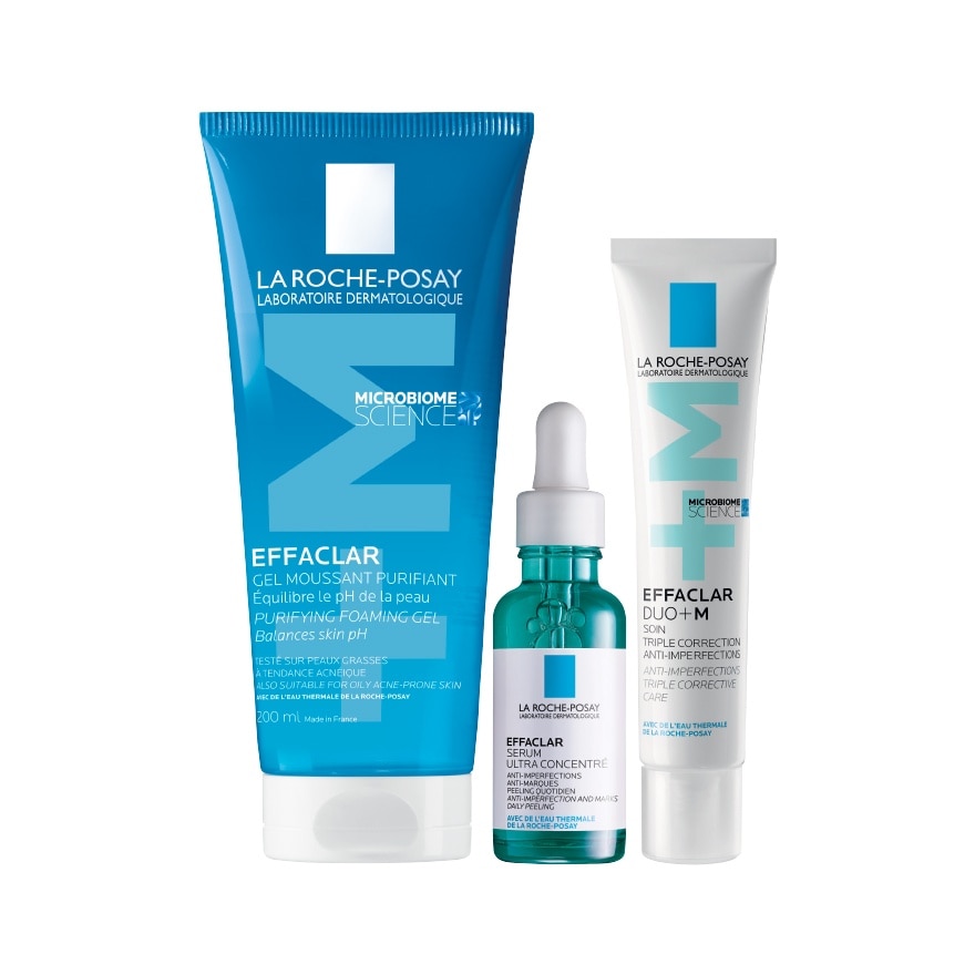 Effaclar Foaming Gel 200ml, Serum Anti-Acne Concentrate 30ml & Duo (+) M Acne Spot Treatment 40ml