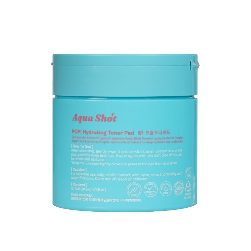 POP! Aqua Shot Hydrating Toner Pad 60'S