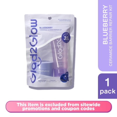 GLAD2GLOW Blueberry Ceramide Barrier Repair Kit (Cleanser 70ml + Moisturizer 30g)