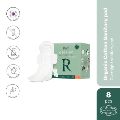 RAEL Organic Cotton Cover Sanitary Pad Overnight 34cm 8s