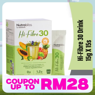 NUTRABLISS BY WATSONS Hi-Fibre 30 Drink 15g X 15s