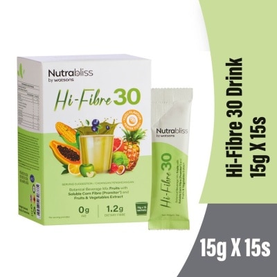 NUTRABLISS BY WATSONS Hi-Fibre 30 Drink 15g X 15s