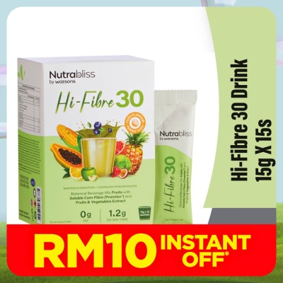 NUTRABLISS BY WATSONS Hi-Fibre 30 Drink 15g X 15s
