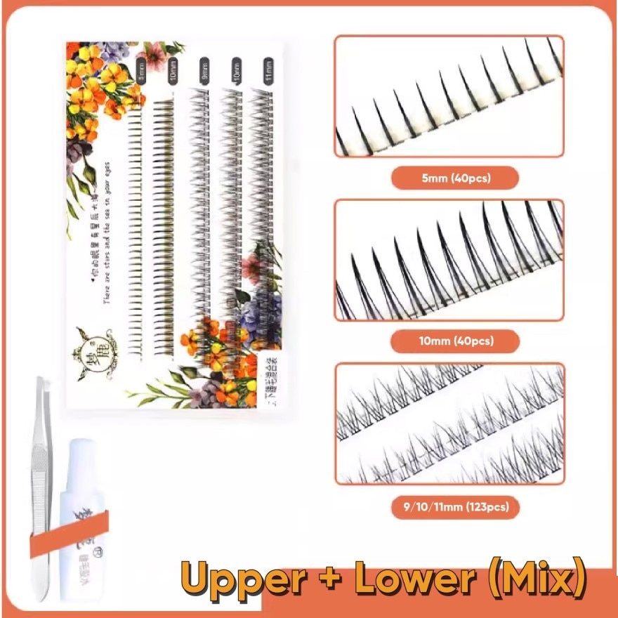 One Piece False Eyelashes Fake Eyelash Upper + Lower (Mix)