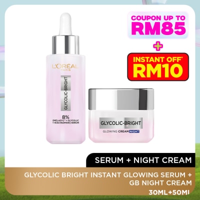 L'OREAL PARIS SKIN CARE Glycolic Bright Serum 30ml & Night Cream 50ml Set