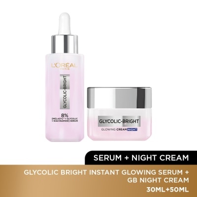 L'OREAL PARIS SKIN CARE Glycolic Bright Serum 30ml & Night Cream 50ml Set