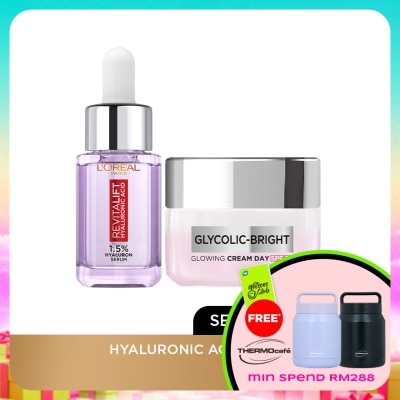 L'OREAL PARIS SKIN CARE - Hyaluronic Acid Serum 15ml & Glycolic Bright Day Cream SPF17 50ml