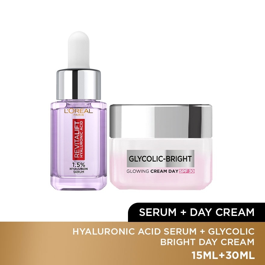 Hyaluronic Acid Serum 15ml & Glycolic Bright Day Cream SPF17 50ml