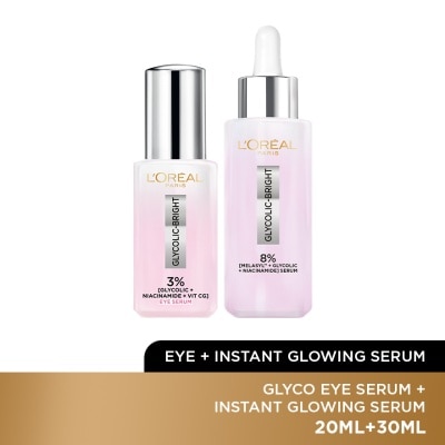 L'OREAL PARIS SKIN CARE Glycolic Bright Face Serum 30ml & Eye Serum 20ml Set