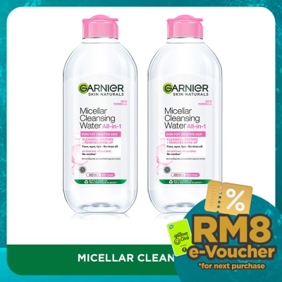 GARNIER Sensitive Skin Micellar Cleansing Water 400ml Twin Pack